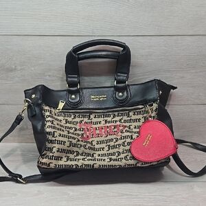 Vintage Juicy Couture Tote Hobo Bag with Red Heart Pouch Satchel